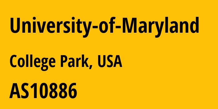 Информация о провайдере University-of-Maryland AS10886 University of Maryland: все IP-адреса, network, все айпи-подсети