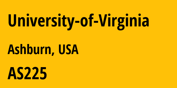 Информация о провайдере University-of-Virginia AS225 University of Virginia: все IP-адреса, network, все айпи-подсети