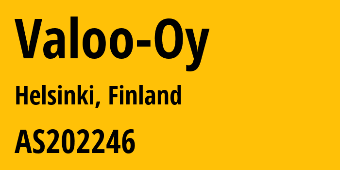 Информация о провайдере Valoo-Oy AS202246 Valoo Oy: все IP-адреса, network, все айпи-подсети