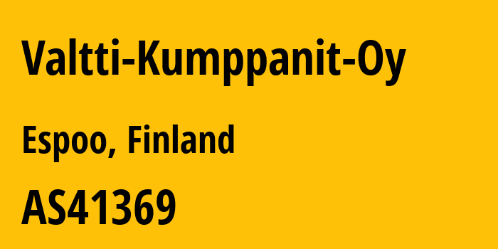 Информация о провайдере Valtti-Kumppanit-Oy AS41369 Advania Finland Oy: все IP-адреса, network, все айпи-подсети