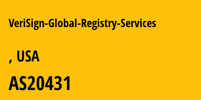 Информация о провайдере VeriSign-Global-Registry-Services AS20431 VeriSign Global Registry Services: все IP-адреса, network, все айпи-подсети