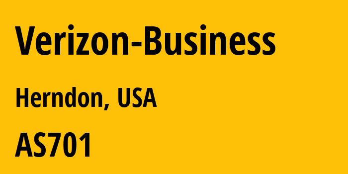 Информация о провайдере Verizon-Business AS701 Verizon Business: все IP-адреса, network, все айпи-подсети