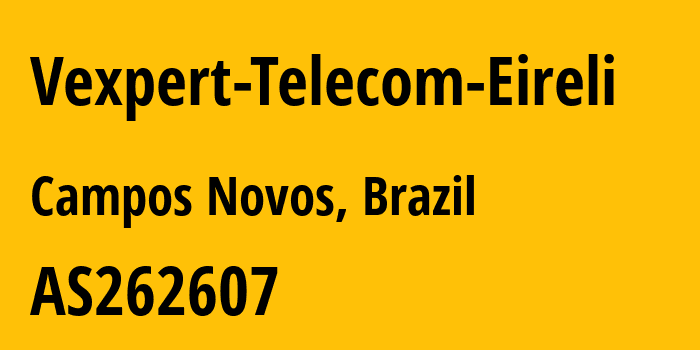 Информация о провайдере Vexpert-Telecom-Eireli AS262607 Vexpert Telecom Eireli: все IP-адреса, network, все айпи-подсети
