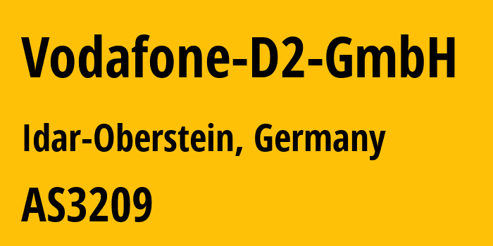 Информация о провайдере Vodafone-D2-GmbH AS3209 Vodafone GmbH: все IP-адреса, network, все айпи-подсети