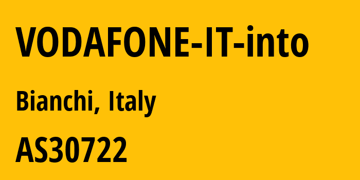 Информация о провайдере VODAFONE-IT-into AS30722 Vodafone Italia S.p.A.: все IP-адреса, network, все айпи-подсети