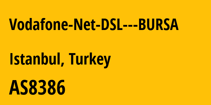 Информация о провайдере Vodafone-Net-DSL---BURSA AS8386 Vodafone Net Iletisim Hizmetler AS: все IP-адреса, network, все айпи-подсети