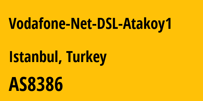 Информация о провайдере Vodafone-Net-DSL-Atakoy1 AS8386 Vodafone Net Iletisim Hizmetler AS: все IP-адреса, network, все айпи-подсети