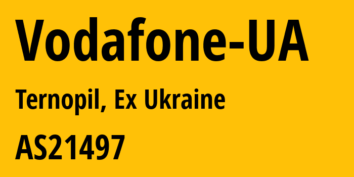 Информация о провайдере Vodafone-UA AS21497 PrJSC VF UKRAINE: все IP-адреса, network, все айпи-подсети