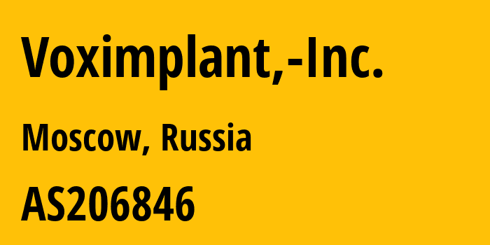 Информация о провайдере Voximplant,-Inc. AS206846 Voximplant, Inc.: все IP-адреса, network, все айпи-подсети