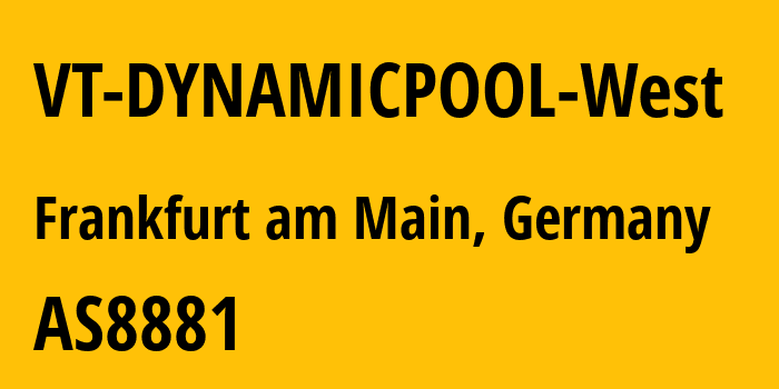 Информация о провайдере VT-DYNAMICPOOL-West AS8881 1&1 Versatel Deutschland GmbH: все IP-адреса, network, все айпи-подсети