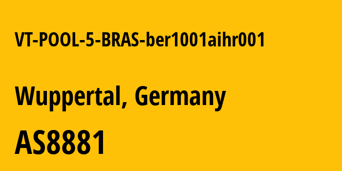 Информация о провайдере VT-POOL-5-BRAS-ber1001aihr001 AS8881 1&1 Versatel Deutschland GmbH: все IP-адреса, network, все айпи-подсети