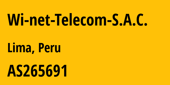 Информация о провайдере Wi-net-Telecom-S.A.C. AS265691 WI-NET TELECOM S.A.C.: все IP-адреса, network, все айпи-подсети