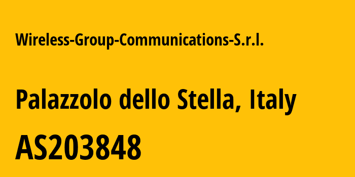 Информация о провайдере Wireless-Group-Communications-S.r.l. AS203848 Wireless Group Communications S.r.l.: все IP-адреса, network, все айпи-подсети