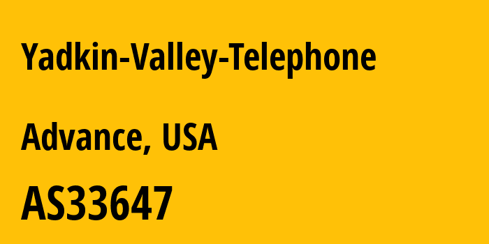 Информация о провайдере Yadkin-Valley-Telephone AS33647 Yadkin Valley Telephone: все IP-адреса, network, все айпи-подсети