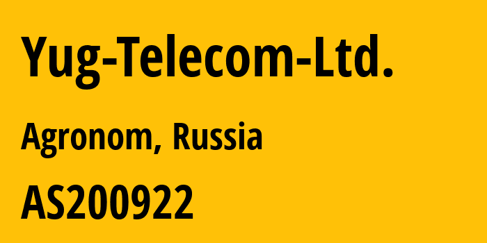 Информация о провайдере Yug-Telecom-Ltd. AS200922 Yug-Telecom Ltd.: все IP-адреса, network, все айпи-подсети