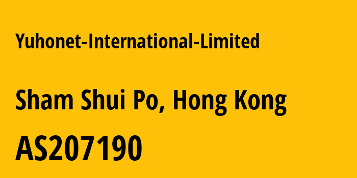 Информация о провайдере Yuhonet-International-Limited AS207190 YUHONET INTERNATIONAL LIMITED: все IP-адреса, network, все айпи-подсети