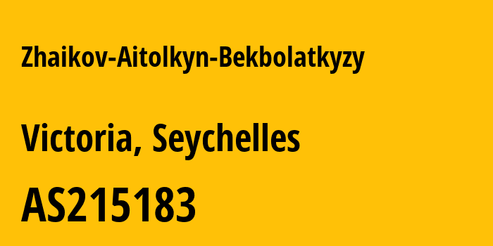 Информация о провайдере Zhaikov-Aitolkyn-Bekbolatkyzy AS215183 ZHAIKOV AITOLKYN BEKBOLATKYZY: все IP-адреса, network, все айпи-подсети