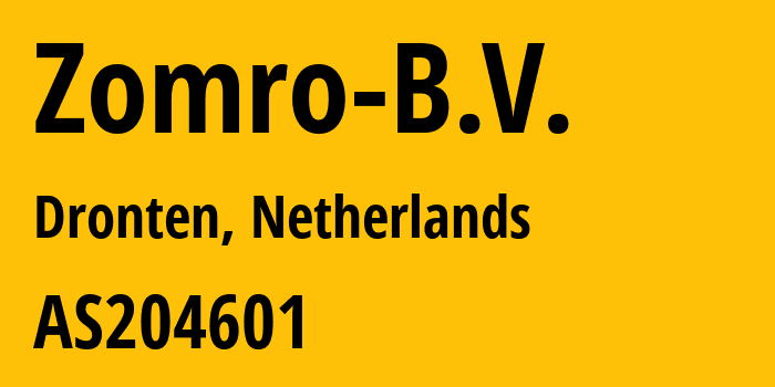 Информация о провайдере Zomro-B.V. AS204601 Zomro B.V.: все IP-адреса, network, все айпи-подсети