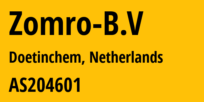 Информация о провайдере Zomro-B.V AS204601 Zomro B.V.: все IP-адреса, network, все айпи-подсети