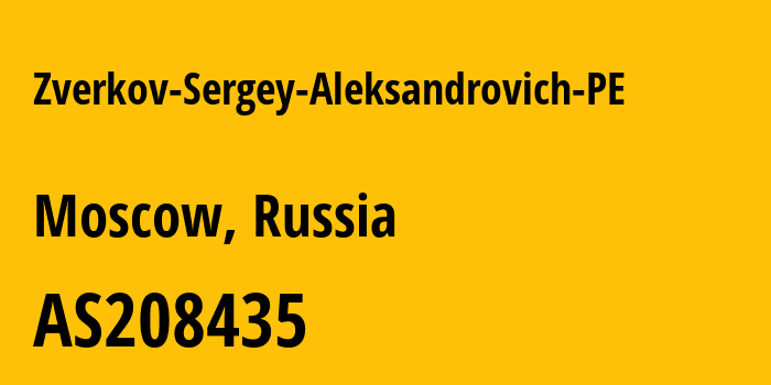 Информация о провайдере Zverkov-Sergey-Aleksandrovich-PE AS208435 Zverkov Sergey Aleksandrovich PE: все IP-адреса, network, все айпи-подсети