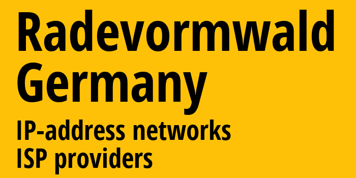 Радеформвальд [Radevormwald] Германия: информация о городе, айпи-адреса, IP-провайдеры